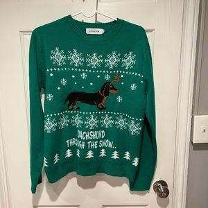 Dachshund through the snow ugly Christmas sweater - medium- comes with scarf